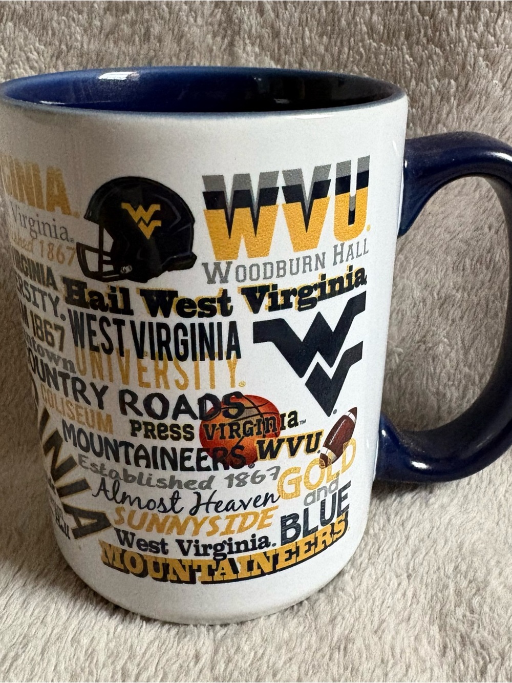 University of West Virginia Mountaineers Coffee Mug Graphic Logo Design All Over